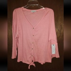 French Laundry Vintage, Size Large, Pink, NWT, Button Down, Knotted tails